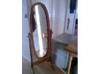 Large oval cheval mirror,  Teak wood,  adjustable angle, ....
