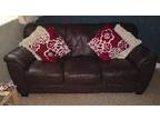 Chocolate Brown Leather 2&3 Seater Sofas Excellent....